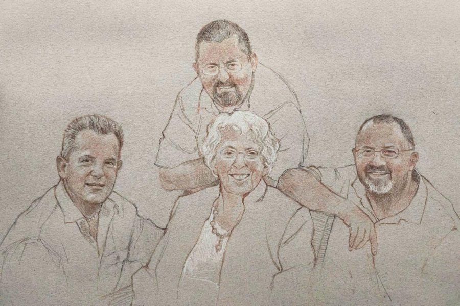 Conté Pencil Portraits - Mrs Brock and family