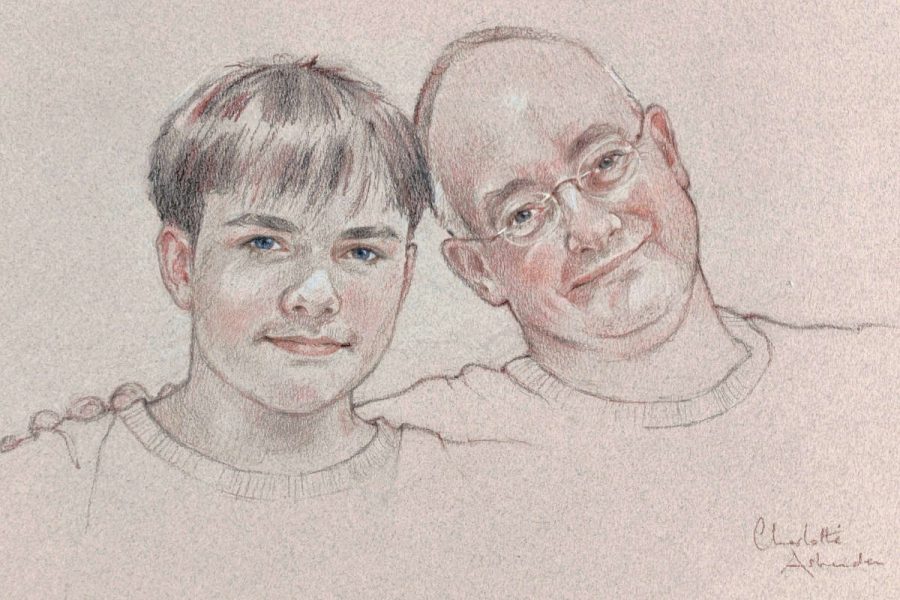 Father & Son in Conté pencil