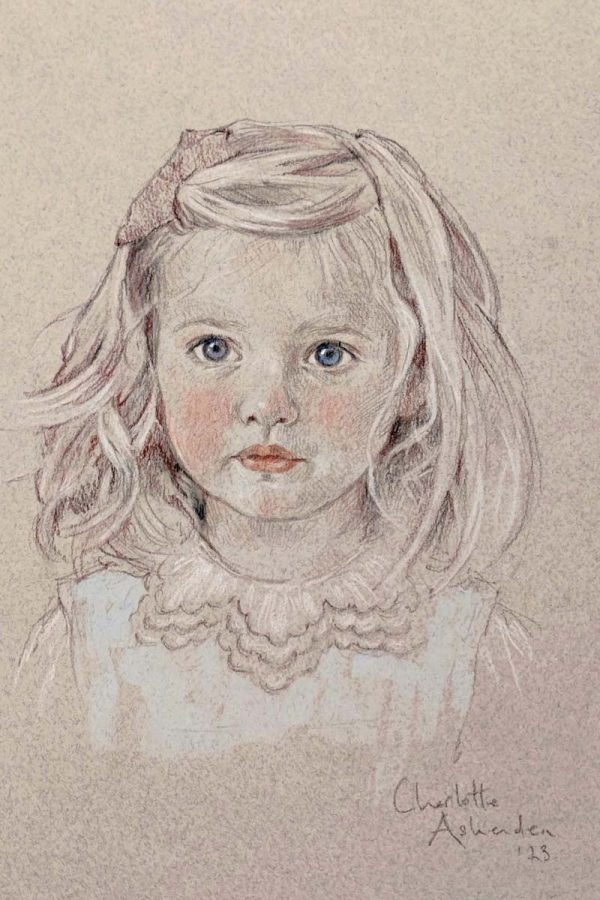 Portrait of a girl in Conte pencil